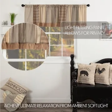 Farmhouse Valance - Charcoal Plaid Window Treatment