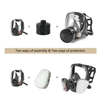 AMZYXUAN Full Face Gas Mask, Gas Masks Survival Nuclear and Chemical with 40mm Activated Carbon Filter, Reusable Respirator Mask for Gases, Vapors, Dust, Chemicals