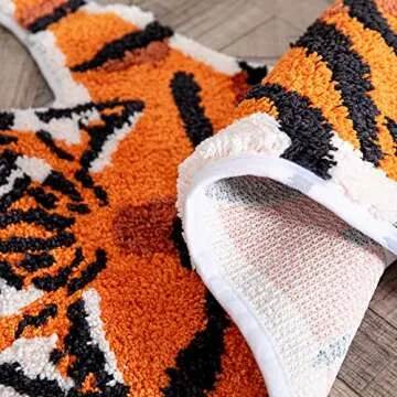 Tiger Shaped Rug Animals Bath Mat Non-Slip, Door Mat for Bedroom Kitchen Cartoon Area Rug for Bathroom Tub Soft Bathmat