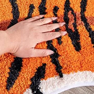 Tiger Shaped Rug Animals Bath Mat Non-Slip, Door Mat for Bedroom Kitchen Cartoon Area Rug for Bathroom Tub Soft Bathmat