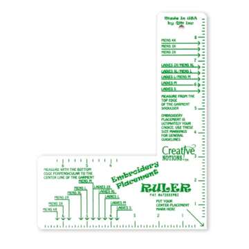 Embroidery Placement Ruler for Adult Shirts Sizes Small to 4XL