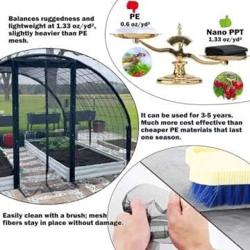 Abimars Thicker Garden Mesh Netting, 10’ x 16.5’ Ultra Fine Black Plant Row Covers for Vegetables Plants Fruits Flowers Protection, Nano PPT, Shading Rate 30%