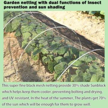 Abimars Thicker Garden Mesh Netting, 10’ x 16.5’ Ultra Fine Black Plant Row Covers for Vegetables Plants Fruits Flowers Protection, Nano PPT, Shading Rate 30%
