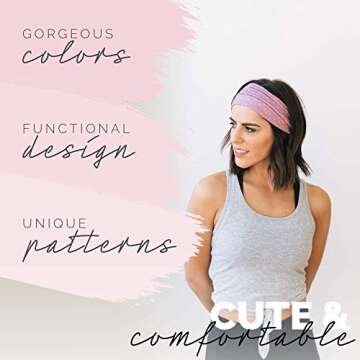 Maven Thread Dakota Wide Sports Headband for Women - Non-Slip 4" Thick Sweatbands for Running, Exerc...