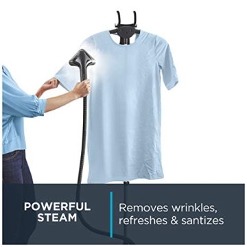 Rowenta, Steamer for Clothes, Pro Style Full Size Steamer with 45 second heat-up & Removable 50 oz Water Tank, 1500 Watts, Included Clips to Hang Clothes, Ironing, Black Clothes Steamer, IS2461