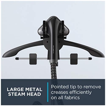 Rowenta, Steamer for Clothes, Pro Style Full Size Steamer with 45 second heat-up & Removable 50 oz Water Tank, 1500 Watts, Included Clips to Hang Clothes, Ironing, Black Clothes Steamer, IS2461