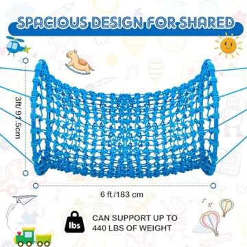 ShinyRelief 6 x 3 ft Climbing Net Rope Outdoor Rope Bridge Tunnel for Treehouse Playground Hanging B...
