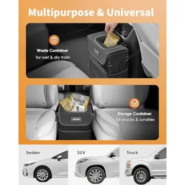 HOTOR Car Trash Can - Leak-Proof & Easy to Install