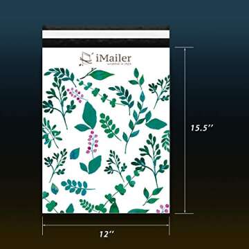 iMailer-12" x 15.5"(100pcs) Poly Mailer Envelope Gold Thank You Leaf Mailing Shipping Package Bags-Self Seal