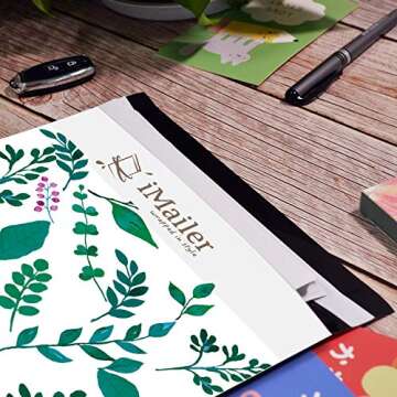 iMailer-12" x 15.5"(100pcs) Poly Mailer Envelope Gold Thank You Leaf Mailing Shipping Package Bags-Self Seal