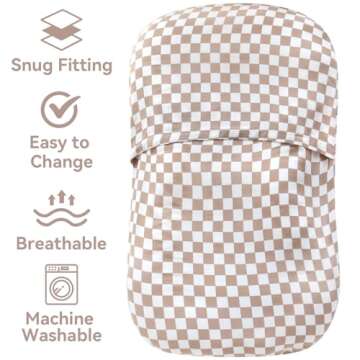 LifeTree Muslin Baby Lounger Cover Neutral, Newborn Slipcover Lounger Cover for Boys Girls Infant, Soft 70% Viscose from Bamboo and 30% Cotton, Cover Only, Checkered Pattern