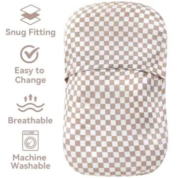 LifeTree Muslin Baby Lounger Cover Neutral, Newborn Slipcover Lounger Cover for Boys Girls Infant, Soft 70% Viscose from Bamboo and 30% Cotton, Cover Only, Checkered Pattern