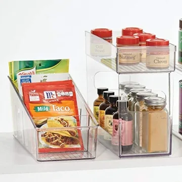 mDesign 4-Section Food Packet Organizer Clear Kitchen Storage
