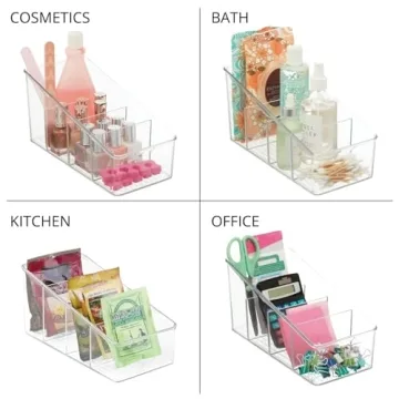 mDesign 4-Section Food Packet Organizer Clear Kitchen Storage