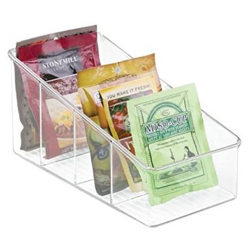 mDesign 4-Section Food Packet Organizer Clear Kitchen Storage
