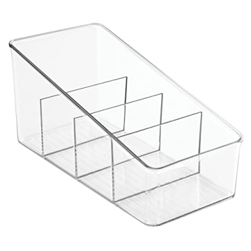 mDesign 4-Section Food Packet Organizer Clear Kitchen Storage