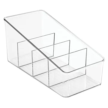 mDesign 4-Section Food Packet Organizer Clear Kitchen Storage