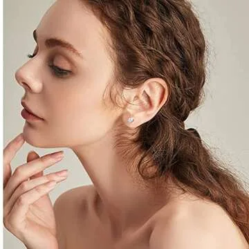 5 Pairs Screw Back Stud Earrings,Hypoallergenic Stainless Steel Cubic Zirconia Double Sided Ear Ringing for Women Men Cartilage Tragus Earring 2-6mm(Silver)