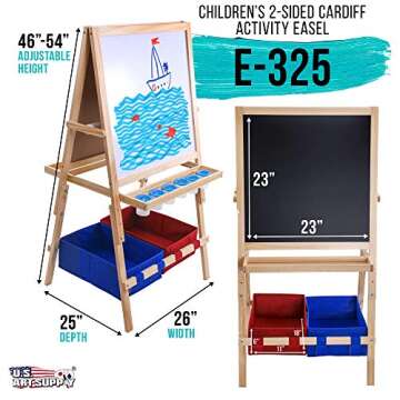 US Art Supply Cardiff Children's Art Activity Easel with Easel Paper Roll, 2 Large Storage Bins and ...