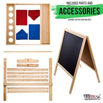 US Art Supply Cardiff Children's Art Activity Easel with Easel Paper Roll, 2 Large Storage Bins and Now 6 No-Spill Child's Paint Cups and Lids