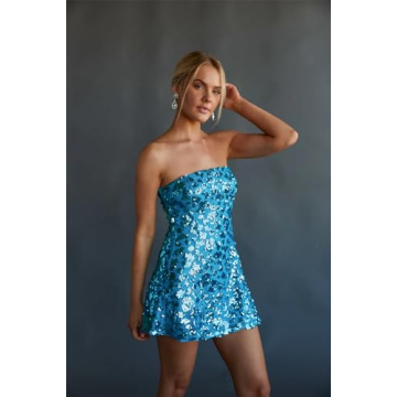 RYANTH Sparkly Silver Sequin Mini Dress 2025