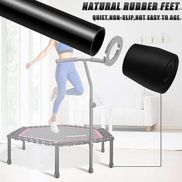 Newan 48'' Fitness Trampoline with Adjustable Handle Bar, Silent Trampoline Bungee Rebounder Jumping...