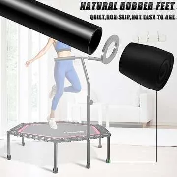 Newan 48'' Fitness Trampoline with Adjustable Handle Bar, Silent Trampoline Bungee Rebounder Jumping...