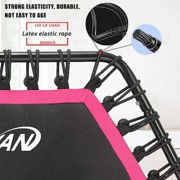 Newan 48'' Fitness Trampoline with Adjustable Handle Bar, Silent Trampoline Bungee Rebounder Jumping Cardio Trainer Workout for Adults - Max Limit 330 lbs