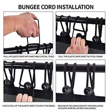 Newan 48'' Fitness Trampoline with Adjustable Handle Bar, Silent Trampoline Bungee Rebounder Jumping Cardio Trainer Workout for Adults - Max Limit 330 lbs