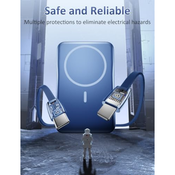 for Magsafe Battery Pack, Magnetic Portable Charger with Built in Cable, 10000mAh Power Bank, 20W Fast Charging Slim Travel Essential Battery Pack with LED Display, Compatible with iPhone 16/15/14/13