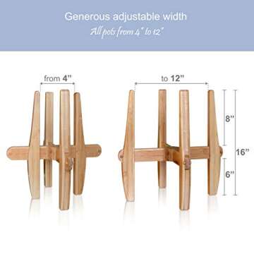 Mid Century Modern Plant Stand - Unique Indoor/Outdoor Mid Century Plant Stand, 4 to 12 Inch Adjusta...