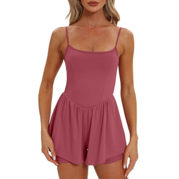 Beaully Women’s Summer One Piece Sleeveless Romper with Pockets