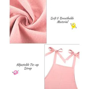Lindanina Girls Romper Pink Sleeveless Casual Short Jumpsuits Cute Summer Adjustable Tie-Up Strap Loose Outfits Clothes 13-14 Years Children One Piece Overalls with Pocket Daily Wear