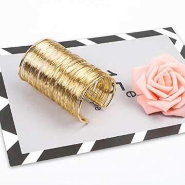 Stylish QTMY Cuff Wide Bracelet for Women - Adjustable Bangle