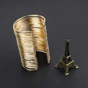Stylish QTMY Cuff Wide Bracelet for Women - Adjustable Bangle