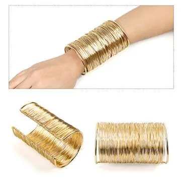 Stylish QTMY Cuff Wide Bracelet for Women - Adjustable Bangle