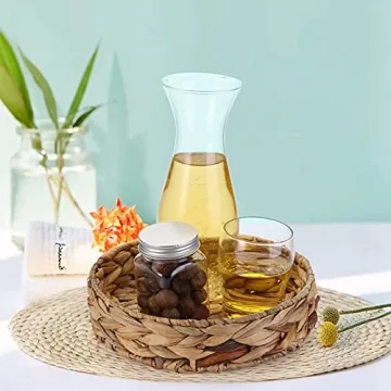 Cedilis Set of 3 Grass Round Fruit Tray, Hand Woven Decorative Storage Basket Tray for Decor Home Kitchen, 11.8'', 10'', 7.8''