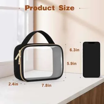 Wedama TSA Approved Toiletry Bag, 2 Pack Clear Makeup Bags with Handles, Quart Size Clear Toiletry Bags, PVC Clear Cosmetic Bags for Women and Men, Carry on Airport Airline Compliant Bag, Black