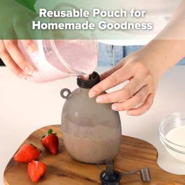 haakaa Happii Bear Silicone Goody Pouch,Reusable Baby Food Pouches for Homemade Organic Purees, Juic...