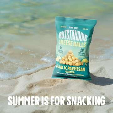 Outstanding Cheese Balls, Garlic Parmesan, 3 oz (Pack of 3) - Dairy-Free, Non-GMO, 4g Protein, Plant Based, Gluten Free, Vegan, 20 Essential Vitamins & Minerals (Crunchy Puffed Snacks)