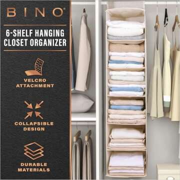 BINO 6-Shelf Sweater Closet Organizer - Beige for Storage