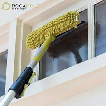 DOCA Window Washing Kit with Extension Pole – 5-12 Ft Telescoping Pole (18+ Ft Reach) – Window Squeegee with Extension Pole with Pivot System - Squeegee Scrubber