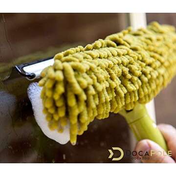 DOCA Window Washing Kit with Extension Pole – 5-12 Ft Telescoping Pole (18+ Ft Reach) – Window Squeegee with Extension Pole with Pivot System - Squeegee Scrubber