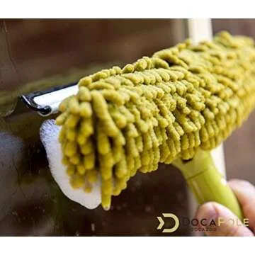 DOCA Window Washing Kit with Extension Pole – 5-12 Ft Telescoping Pole (18+ Ft Reach) – Window Squeegee with Extension Pole with Pivot System - Squeegee Scrubber