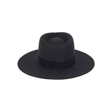 Lack of Color Women's The Mirage Suede-Trimmed Wool Fedora (Black, Small (55 cm))