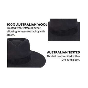 Lack of Color Women's The Mirage Suede-Trimmed Wool Fedora (Black, Small (55 cm))