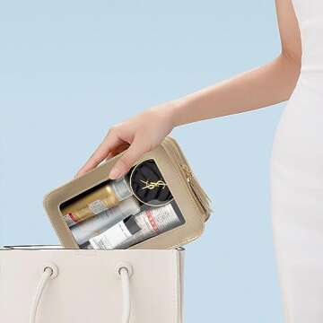 FFpaw Clear Makeup Bag Small, Small Cosmetic Bags for Women Waterproof Clear Makeup Case TSA Approved Toiletry Bags for Traveling Clear Mini Make Up Pouch with Zipper Car Organizer Travel Essentials