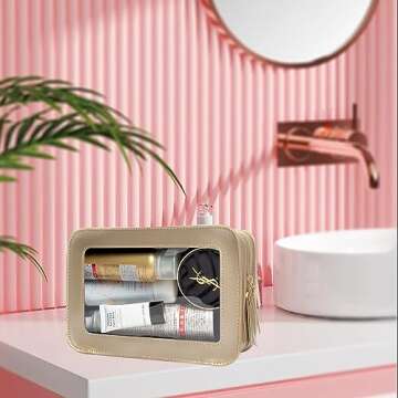 FFpaw Clear Makeup Bag Small, Small Cosmetic Bags for Women Waterproof Clear Makeup Case TSA Approved Toiletry Bags for Traveling Clear Mini Make Up Pouch with Zipper Car Organizer Travel Essentials