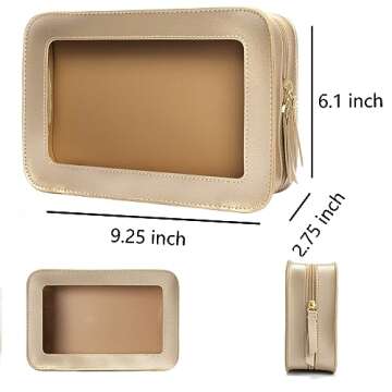 FFpaw Clear Makeup Bag Small, Small Cosmetic Bags for Women Waterproof Clear Makeup Case TSA Approved Toiletry Bags for Traveling Clear Mini Make Up Pouch with Zipper Car Organizer Travel Essentials