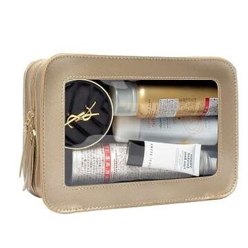 FFpaw Clear Makeup Bag Small, Small Cosmetic Bags for Women Waterproof Clear Makeup Case TSA Approved Toiletry Bags for Traveling Clear Mini Make Up Pouch with Zipper Car Organizer Travel Essentials